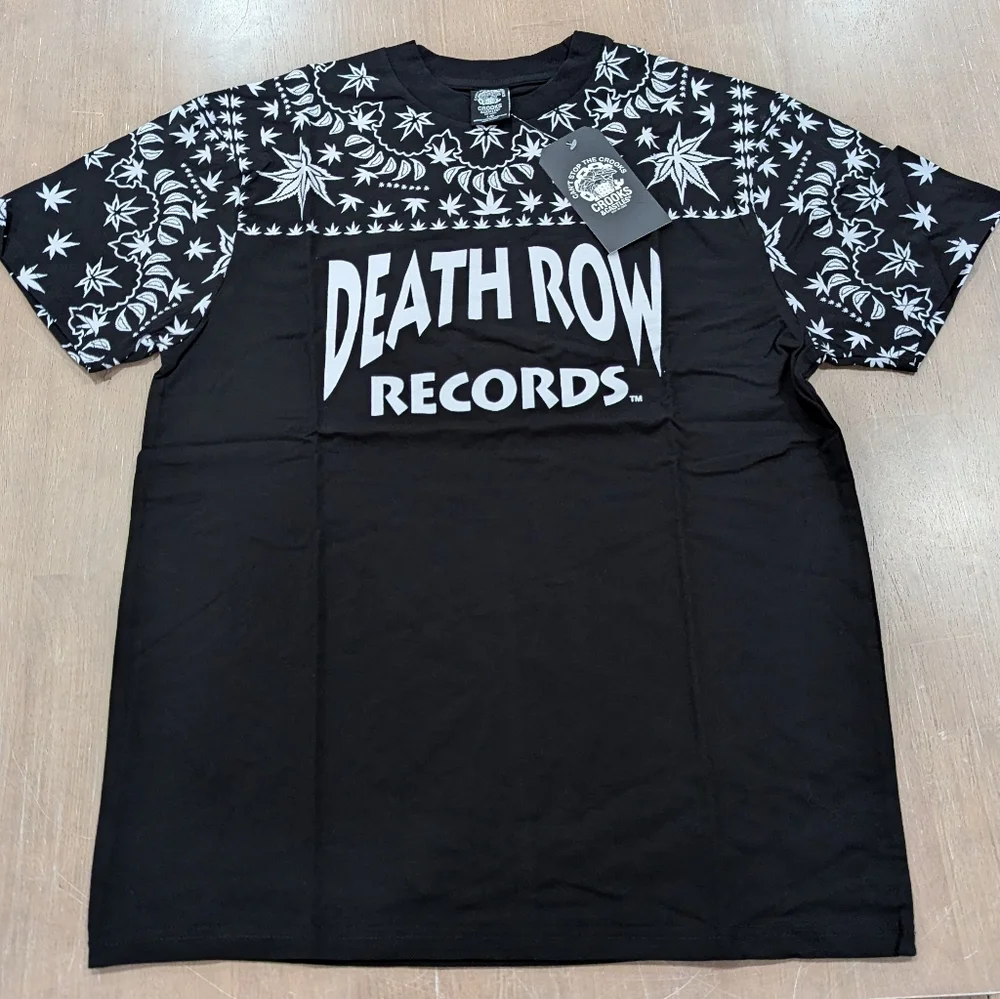 Mens DEATH ROW RECORDS Kushdana Paisley T-Shirt Black/White - Picture 1 of 3
